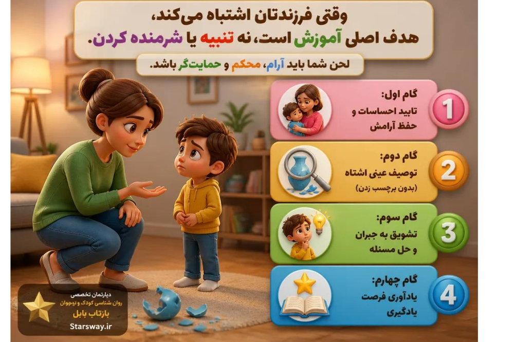 وقتی بچه‌مون اشتباه می‌کنه، دقیقاً چی باید بگیم؟